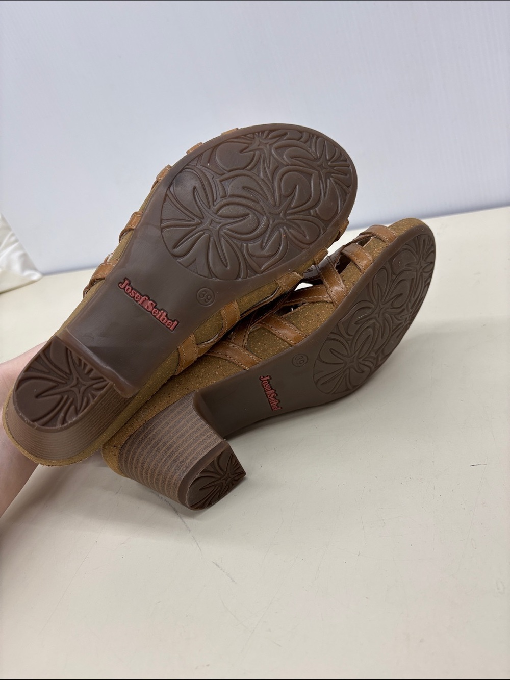 Josef Seibel Tan Cutout Slingback Heeled Sandals - Picture 5 of 7